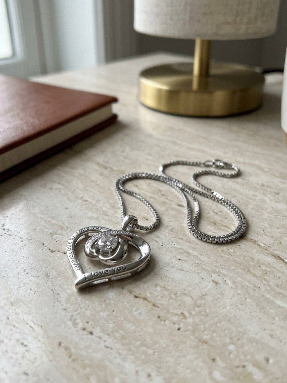 Always and Forever Double Heart Necklace 925 Sterling Silver CZ Love Pendant